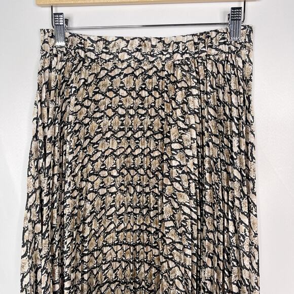 All In Favor Womens S Snake Print Pleated Midi Skirt Black Cream Animal Print - Picture 6 of 8